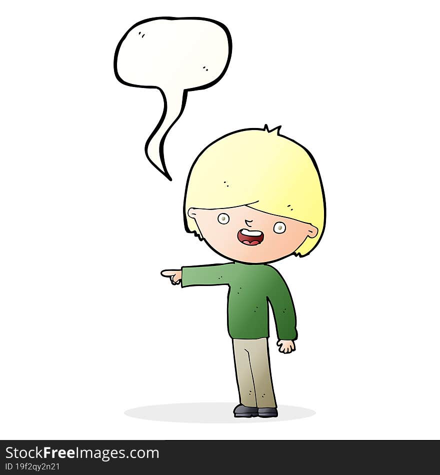 Cartoon Man Pointing With Speech Bubble