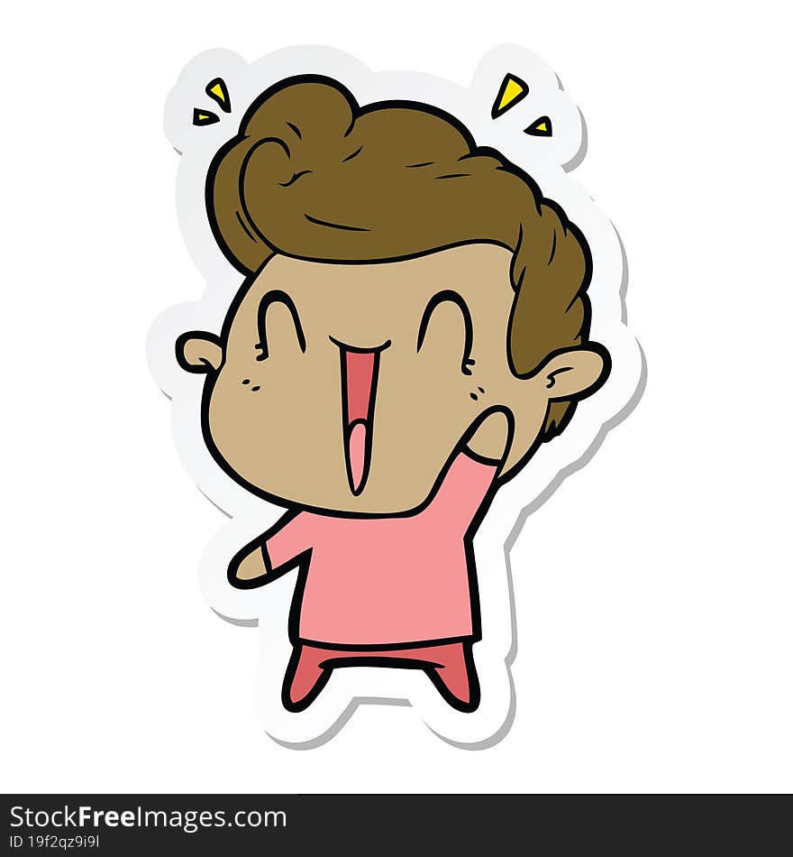 sticker of a cartoon excited man