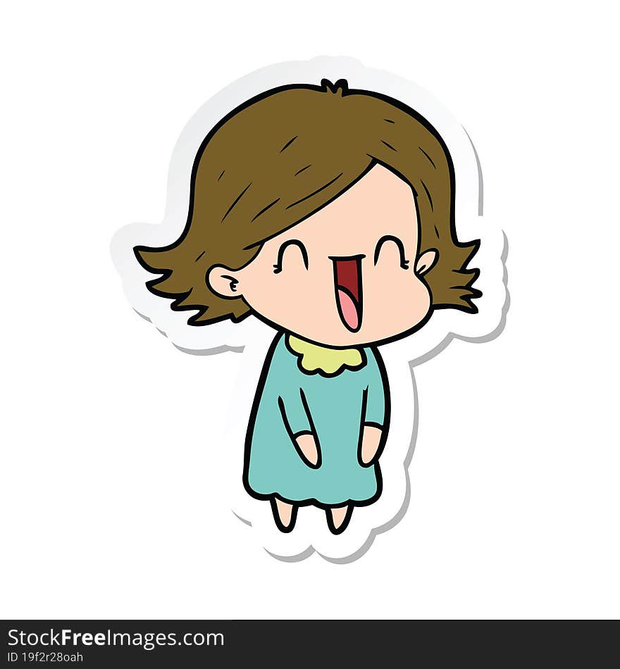 sticker of a cartoon happy woman