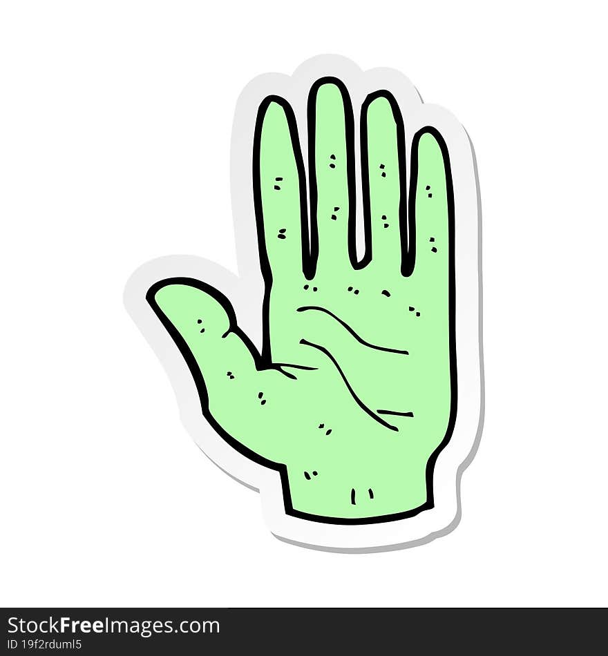 sticker of a cartoon zombie hand