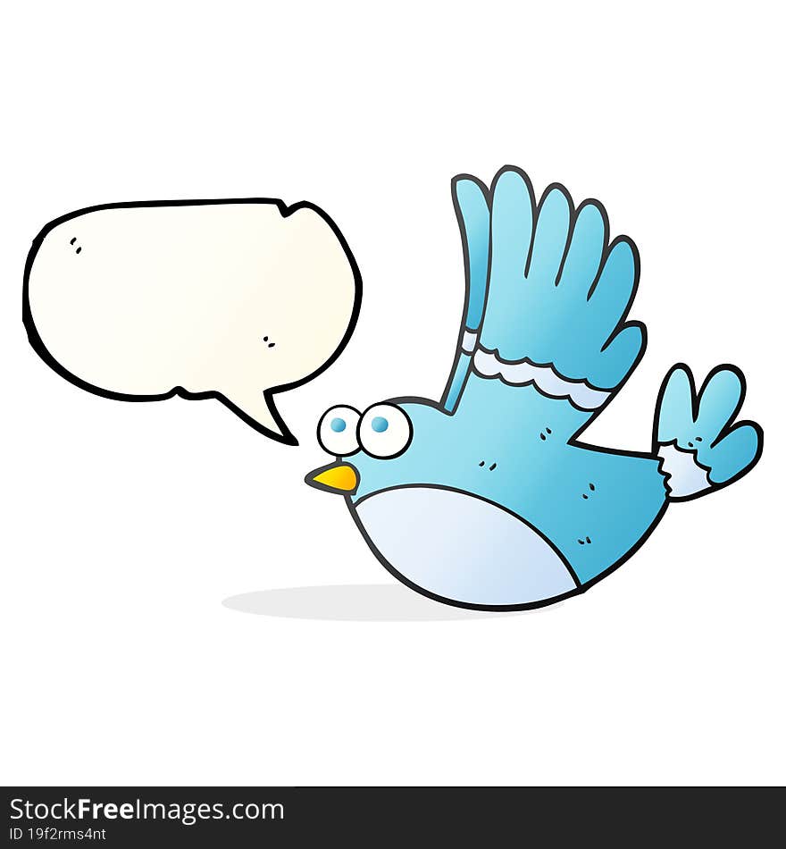 freehand drawn speech bubble cartoon flying bird