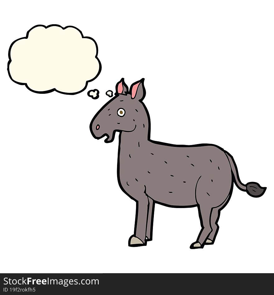 cartoon mule with thought bubble