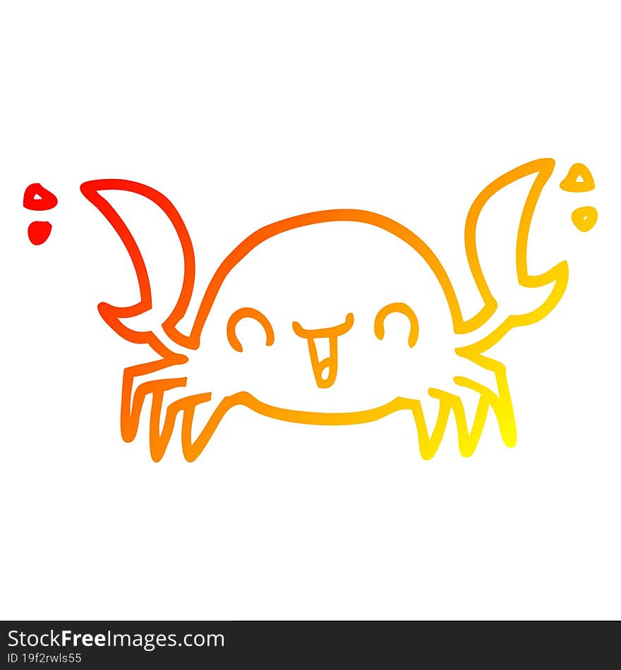 Warm Gradient Line Drawing Cartoon Crab