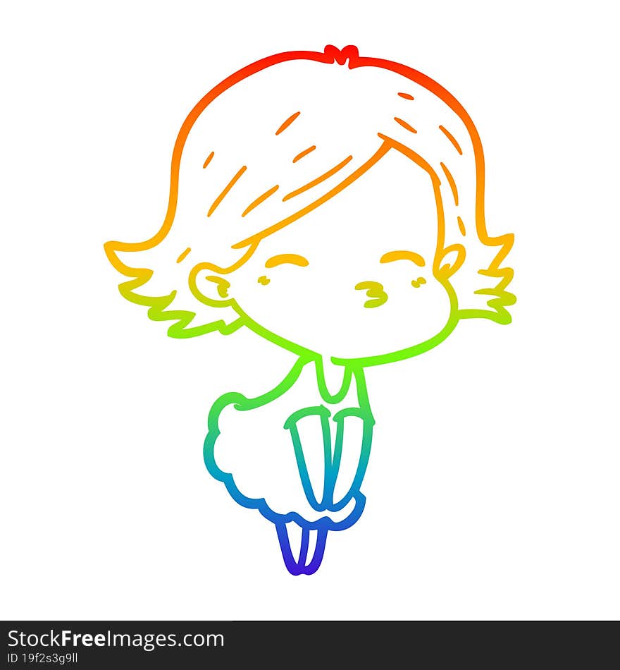 rainbow gradient line drawing of a cartoon woman