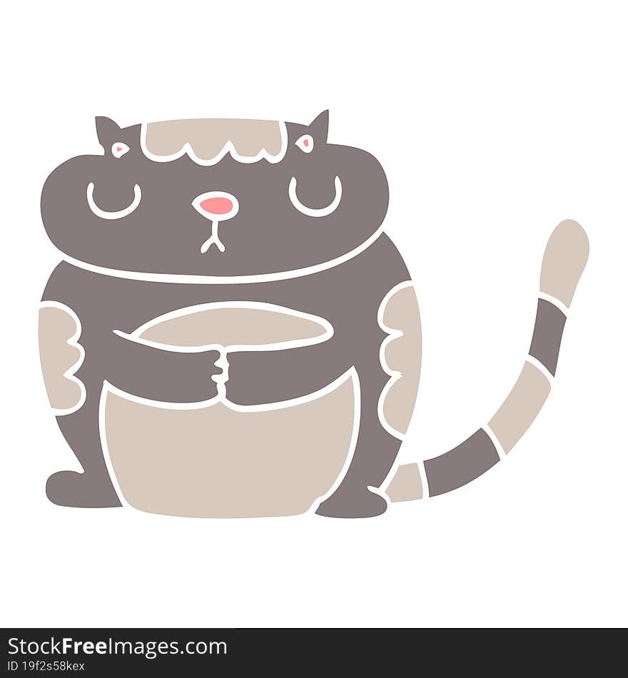 Cute Flat Color Style Cartoon Cat