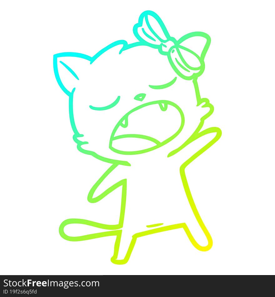 cold gradient line drawing cartoon singing cat