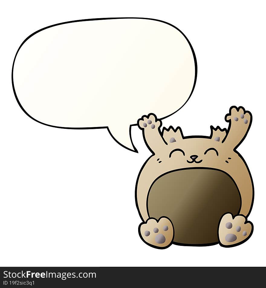 cartoon bear and speech bubble in smooth gradient style