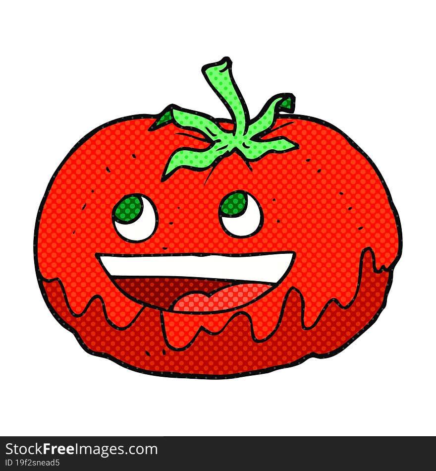 freehand drawn comic book style cartoon tomato