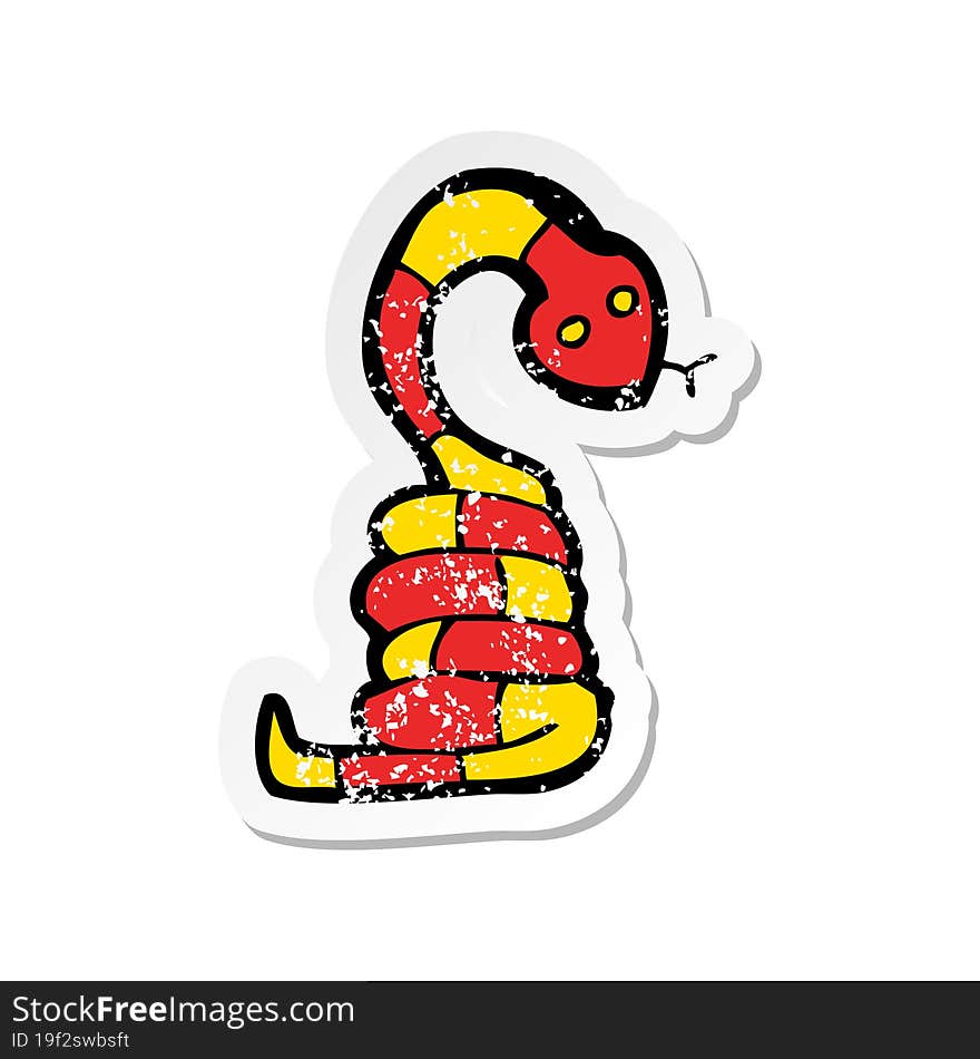 retro distressed sticker of a cartoon snake