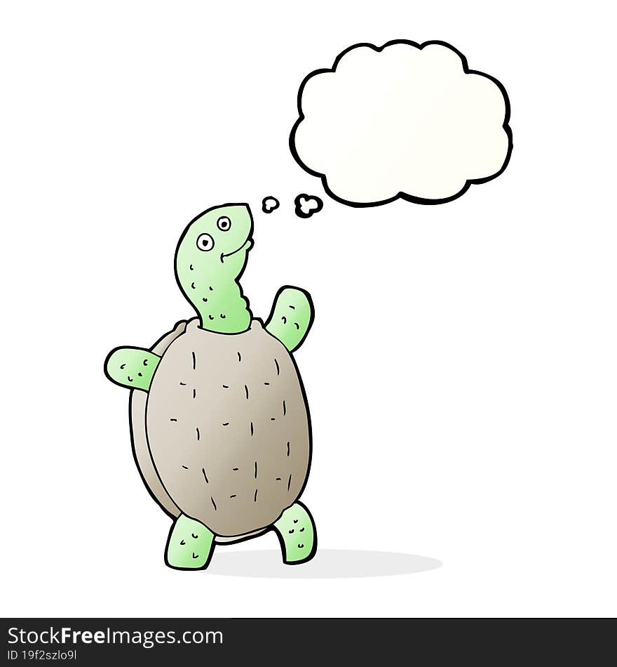 cartoon happy turtle with thought bubble