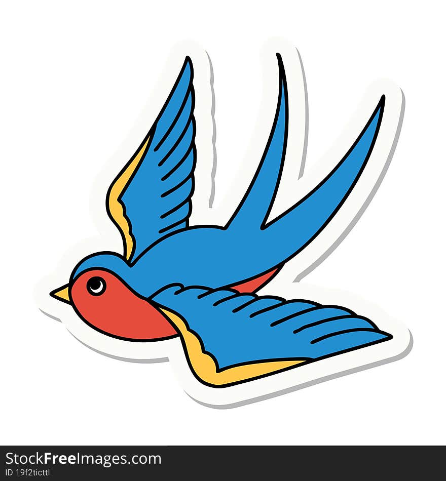 Tattoo Style Sticker Of A Swallow