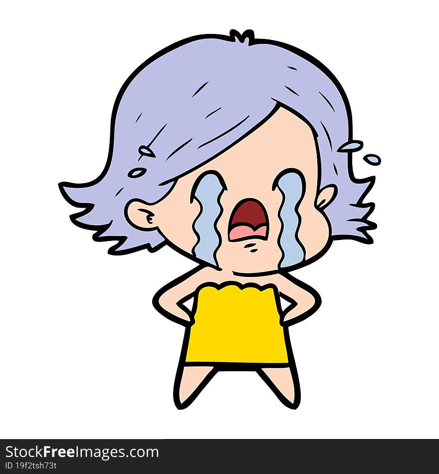 cartoon woman crying. cartoon woman crying