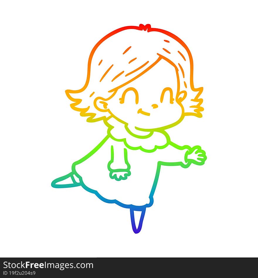 rainbow gradient line drawing cartoon friendly girl