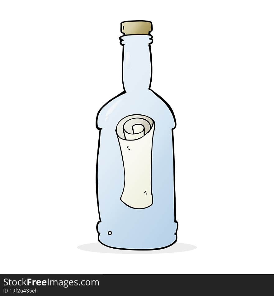 cartoon letter in a bottle