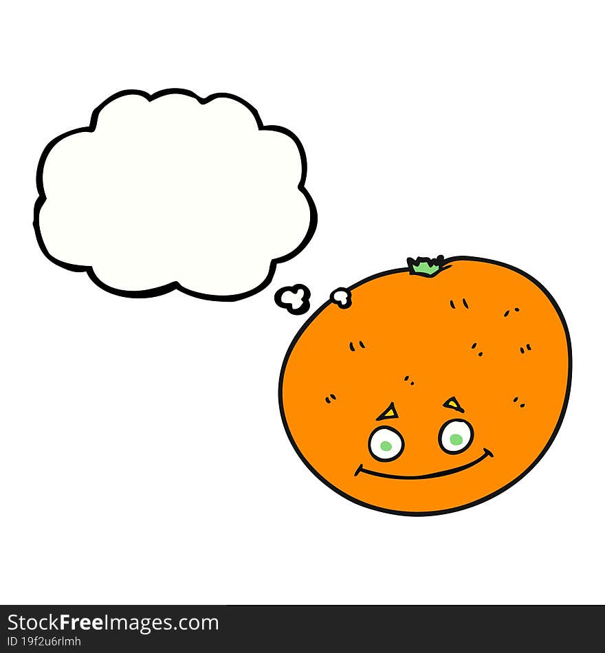 freehand drawn thought bubble cartoon orange