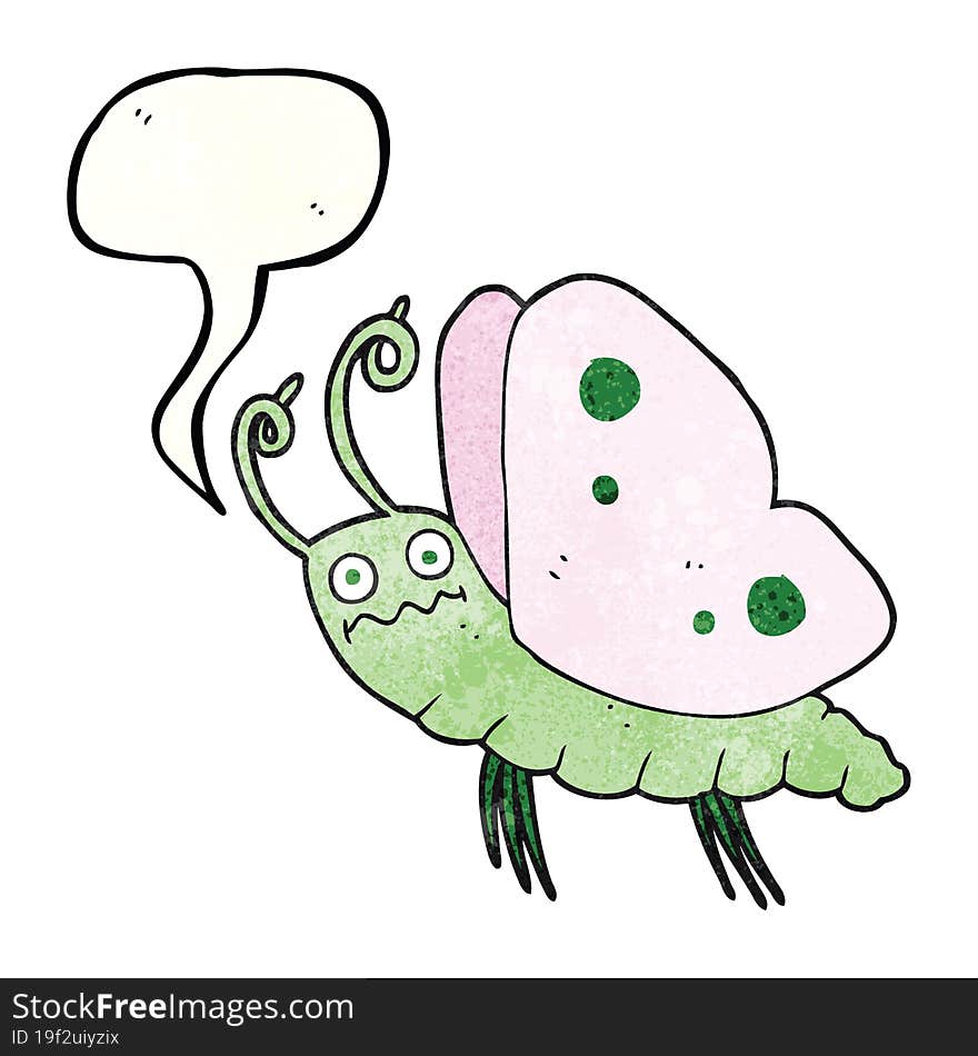 speech bubble textured cartoon funny butterfly