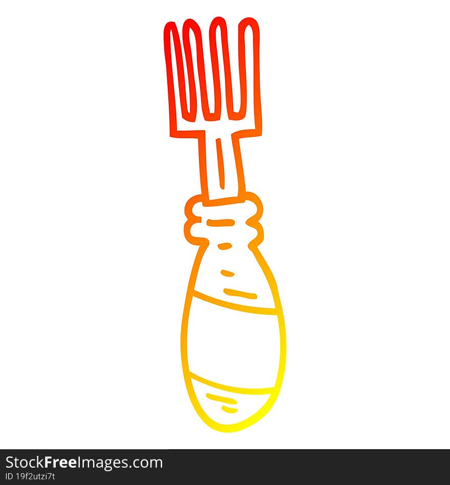 warm gradient line drawing cartoon fork