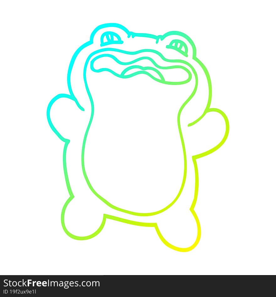 cold gradient line drawing of a cartoon frog