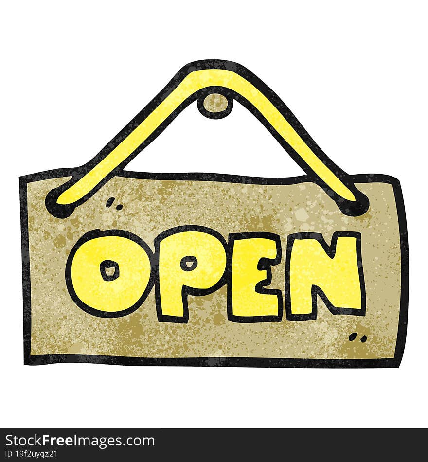 Textured Cartoon Open Shop Sign