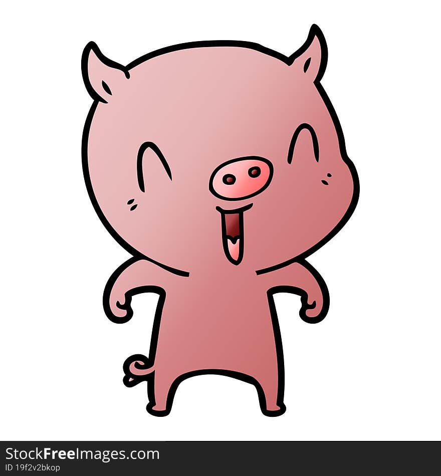 happy cartoon pig. happy cartoon pig