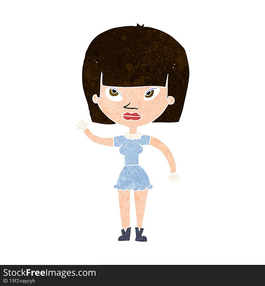 cartoon woman waving