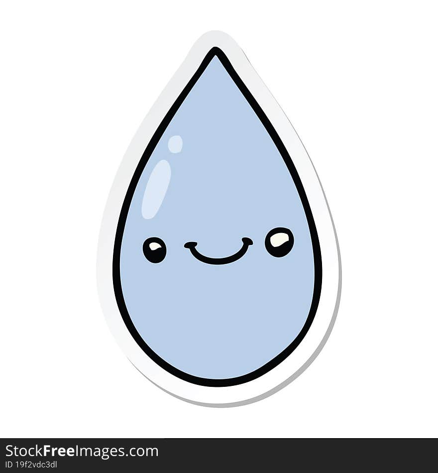 sticker of a cartoon cute raindrop