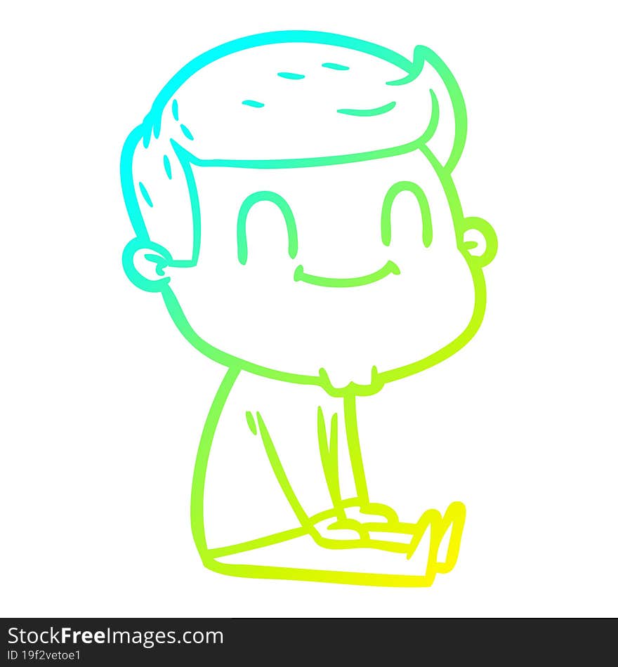 Cold Gradient Line Drawing Cartoon Friendly Man