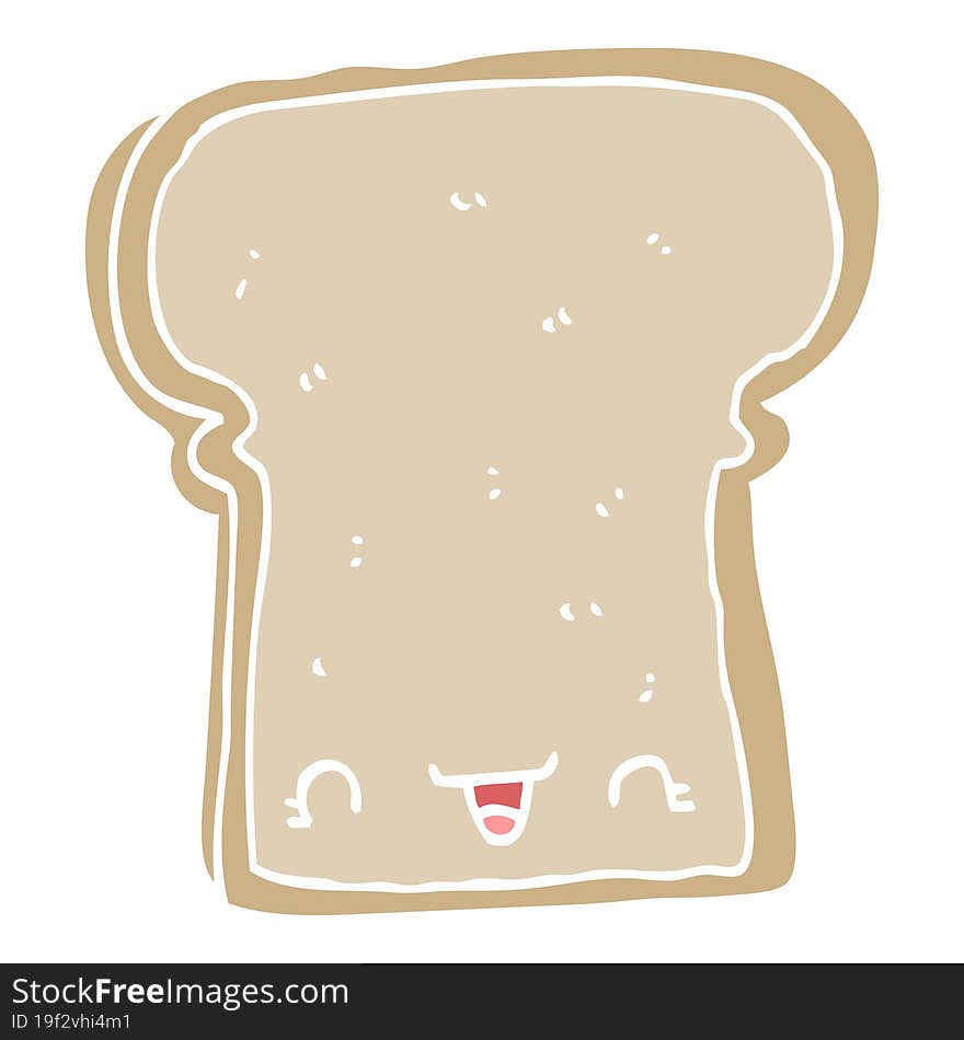 cute flat color style cartoon slice of bread