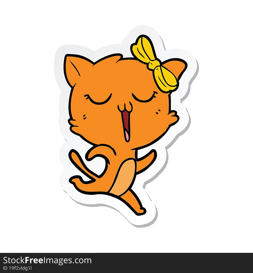 Sticker Of A Cartoon Cat