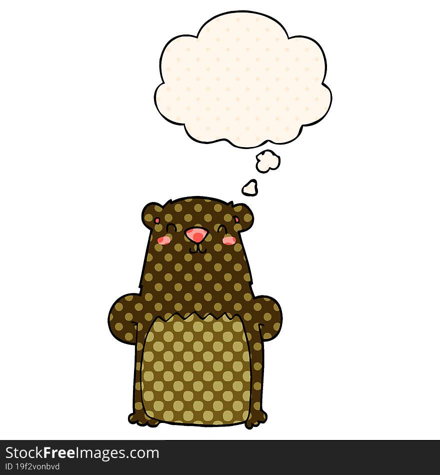 Cartoon Bear And Thought Bubble In Comic Book Style