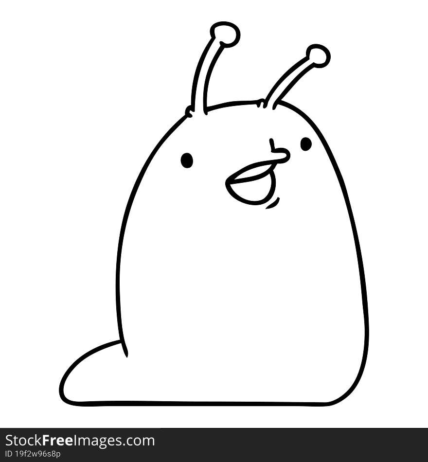 Line Drawing Of A Cute Kawaii Slug