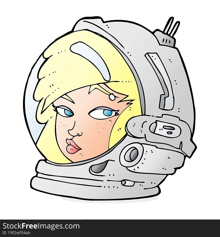 cartoon female astronaut