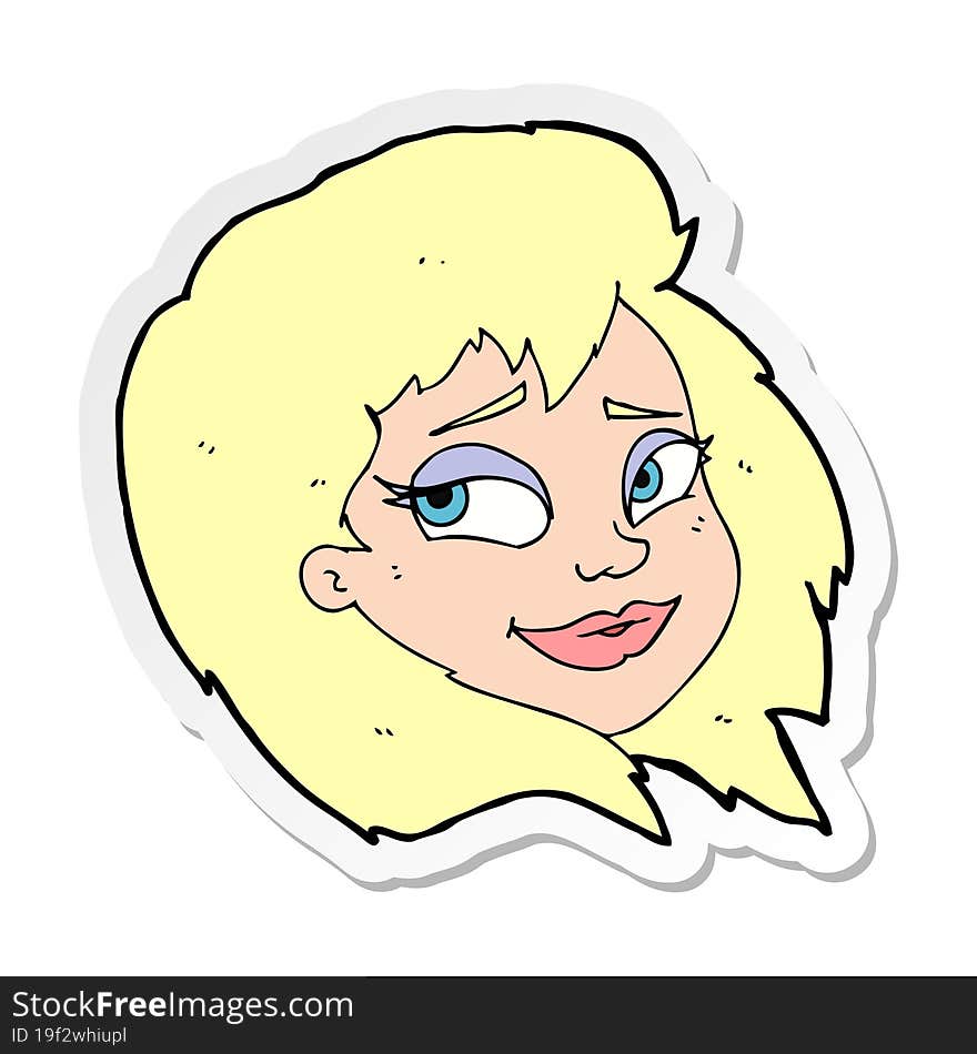 Sticker Of A Cartoon Happy Female Face