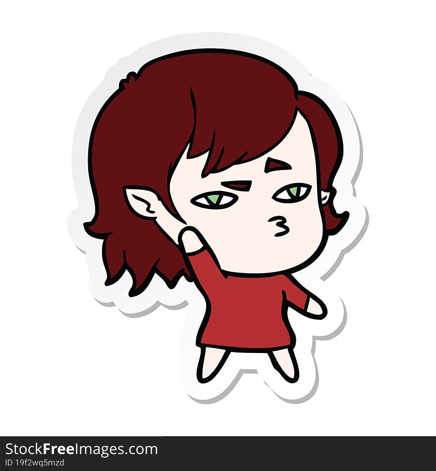 sticker of a cartoon vampire girl