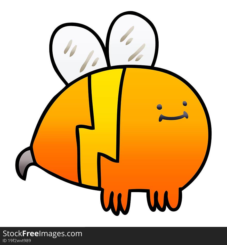 gradient shaded quirky cartoon bumblebee. gradient shaded quirky cartoon bumblebee