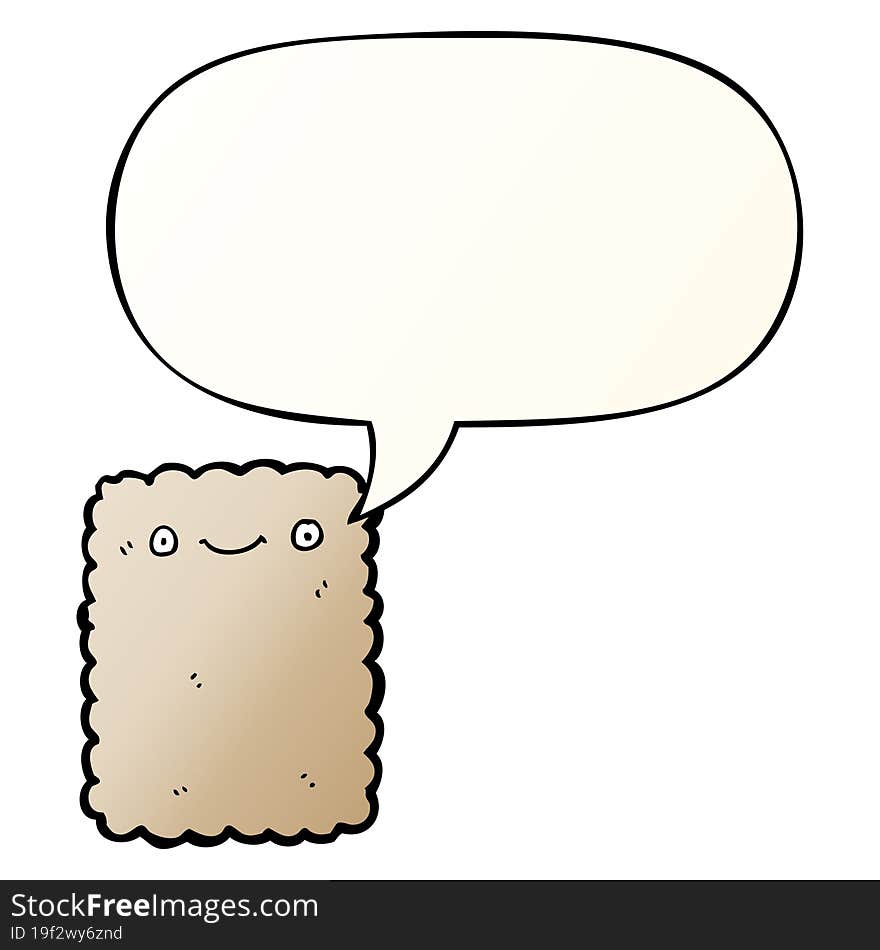 cartoon biscuit and speech bubble in smooth gradient style