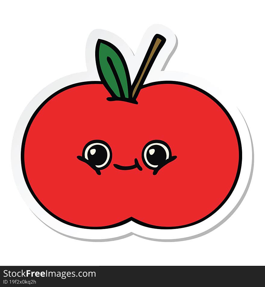 sticker of a cute cartoon red apple