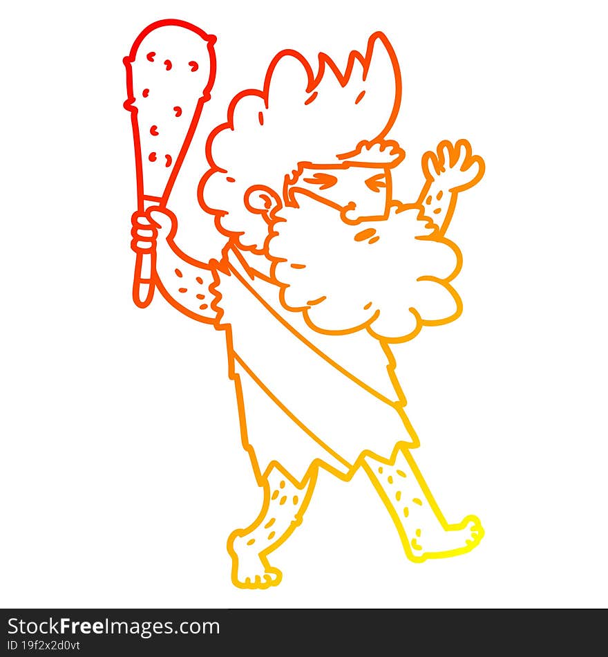 warm gradient line drawing cartoon cave man