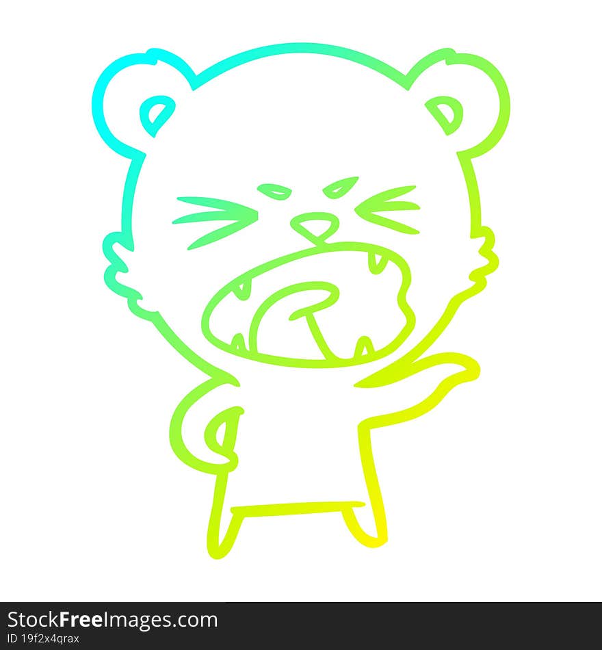 cold gradient line drawing angry cartoon polar bear