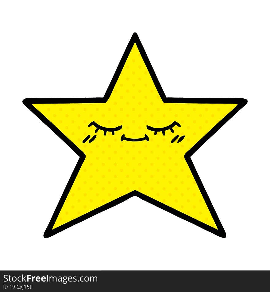 Comic Book Style Cartoon Gold Star