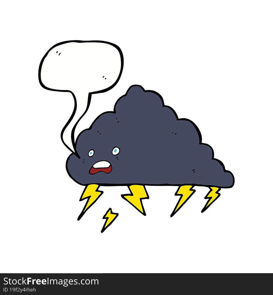 cartoon thundercloud with speech bubble