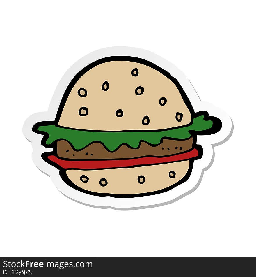 Sticker Of A Cartoon Hamburger