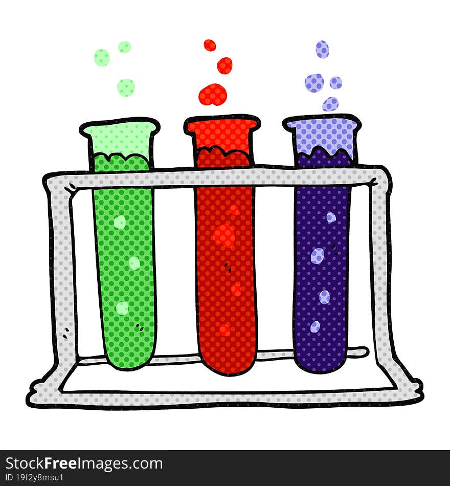 freehand drawn cartoon rack of test tubes