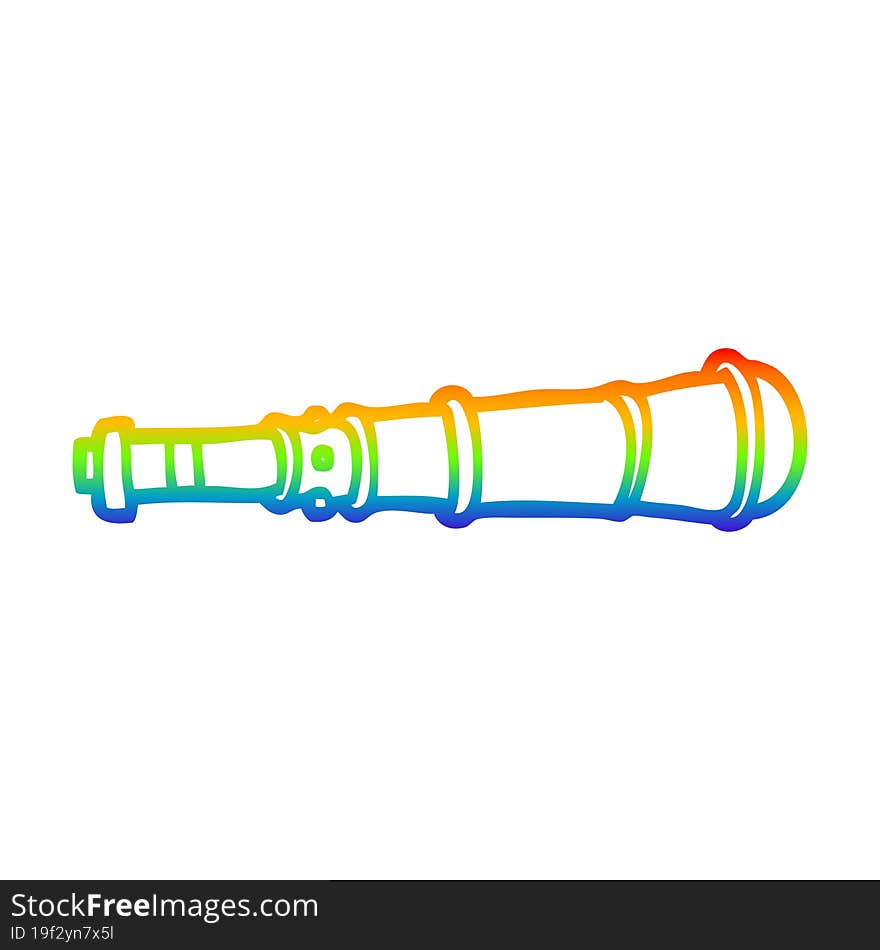 rainbow gradient line drawing cartoon telescope