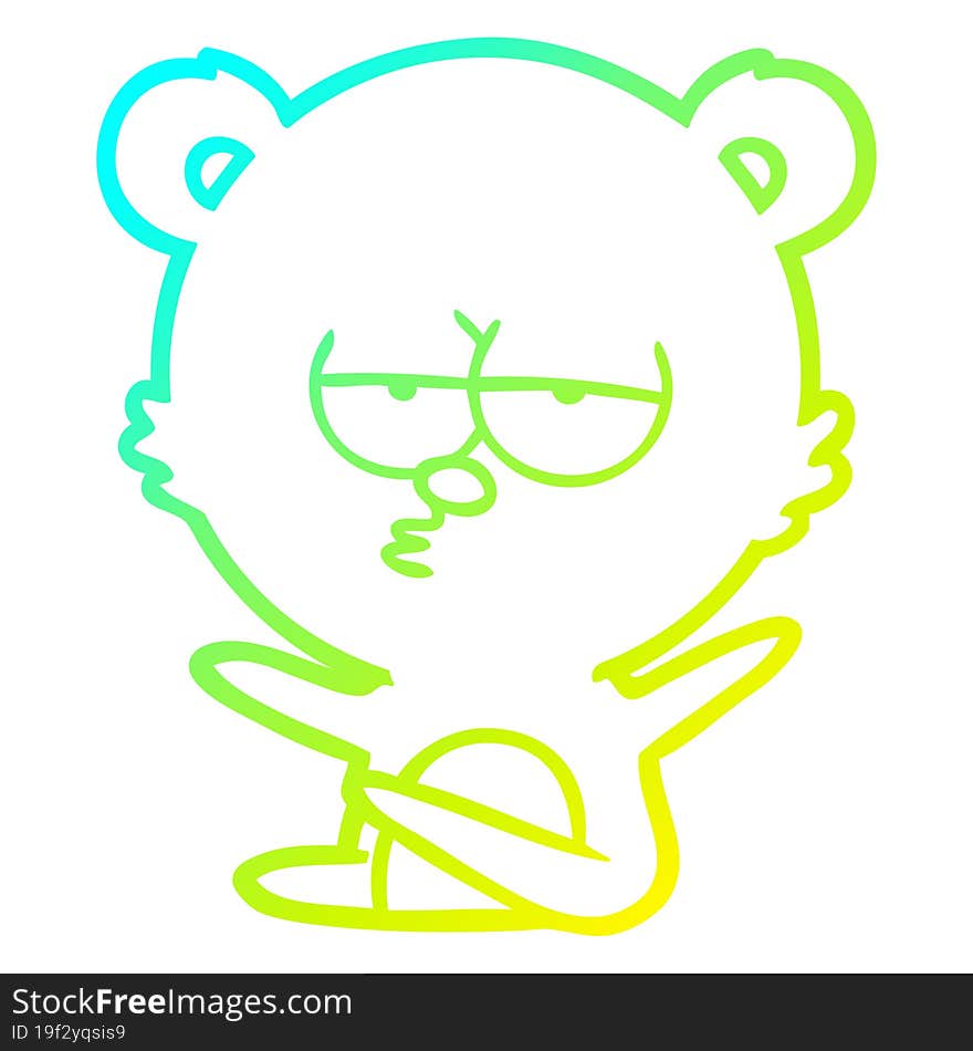 cold gradient line drawing bored bear cartoon