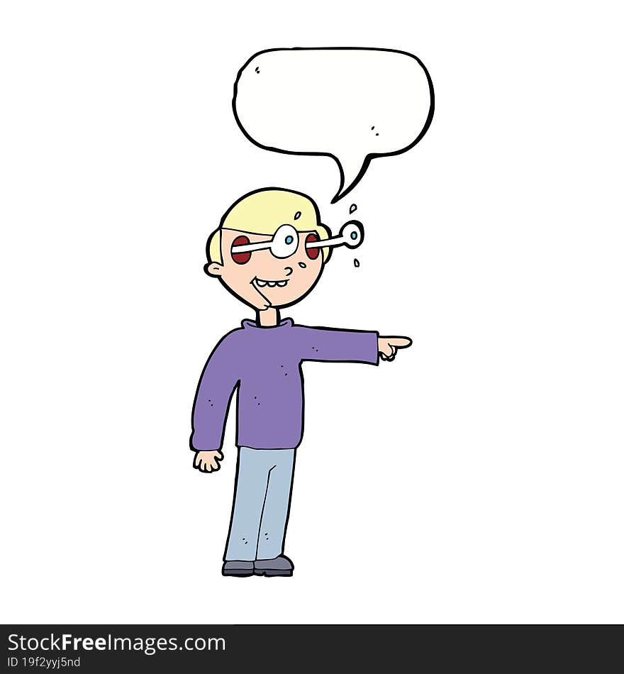 cartoon staring man with speech bubble