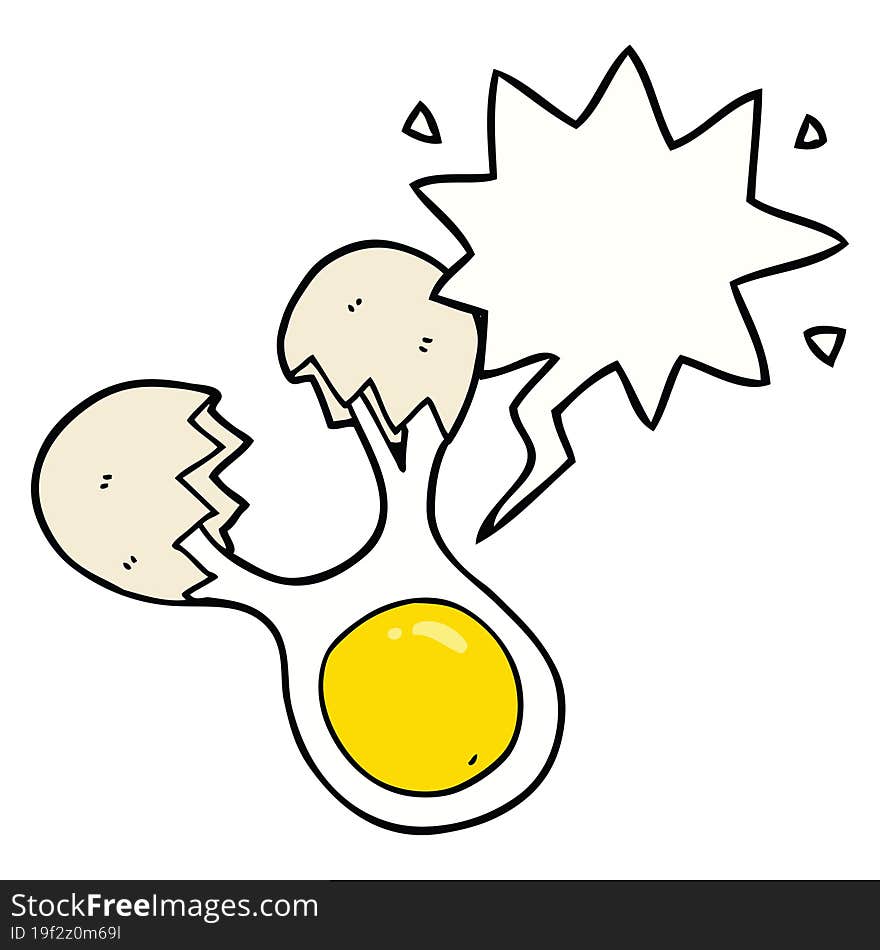 cartoon cracked egg and speech bubble