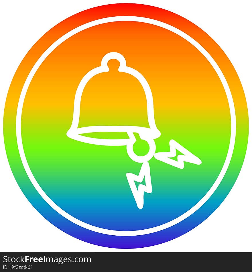 ringing bell circular icon with rainbow gradient finish. ringing bell circular icon with rainbow gradient finish