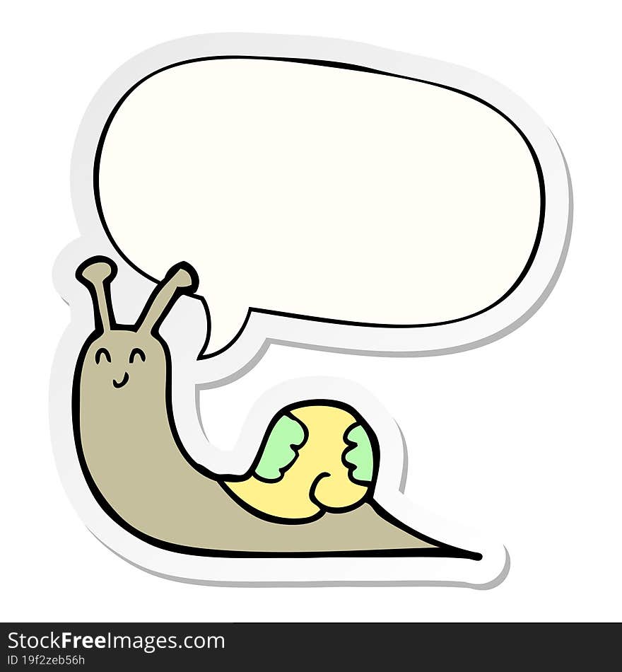 cute cartoon snail and speech bubble sticker