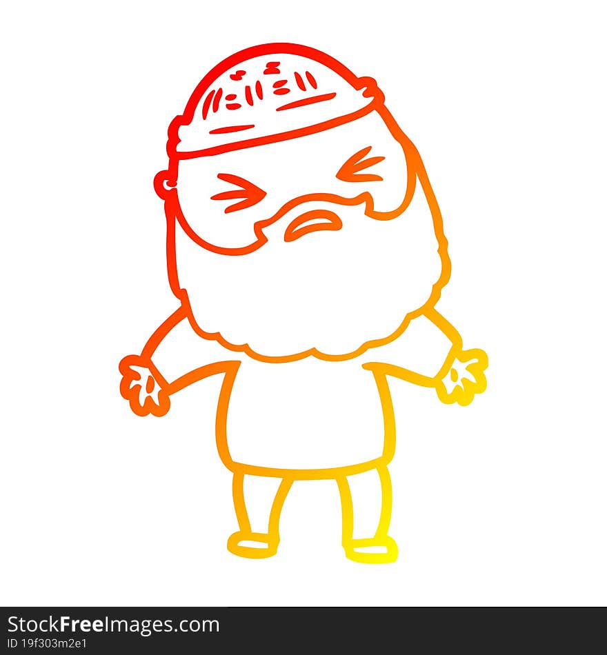 warm gradient line drawing of a cartoon man with beard